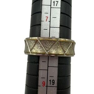 Park Lane Gold Silver Two Tone Textured Band Ring Vintage 18K HGE Geometric